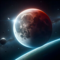 Obraz premium planet in space, moon, eclipse, generative AI, planeta no espaço, lua, eclipse, ia generativa, 