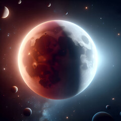 Fototapeta premium planet in space, moon, eclipse, generative AI, planeta no espaço, lua, eclipse, ia generativa, 