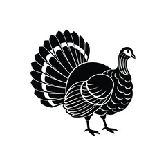 turkey vector art silhouette logo design black and white 