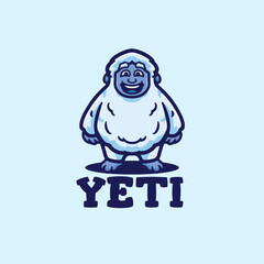 Cute Yeti Monster Big Foot Logo Character Cartoon Vector Icon Illustration