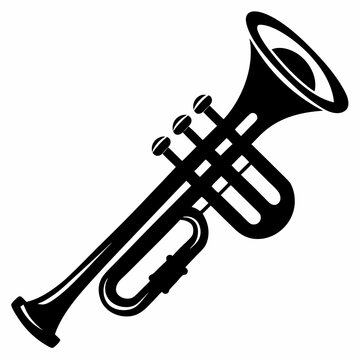 recommend clip art: A Trumpet Silhouette Vector illustration on a white Background.