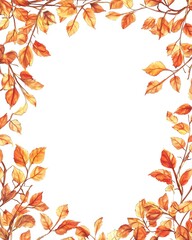 Autumn leaves frame with vibrant colors, perfect for invitations and seasonal designs, creating a warm and inviting atmosphere.