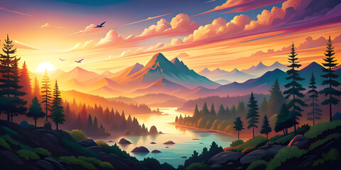 Majestic Sunset: Mountain Serenity