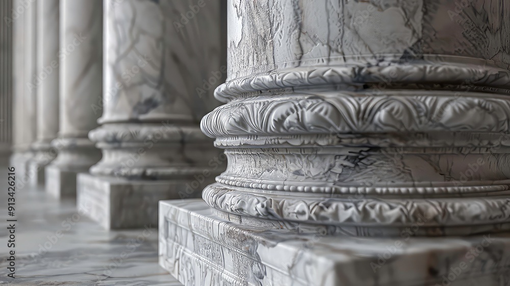 Poster a close-up view of a marble column with intricate details, showcasing the craftsmanship and beauty o