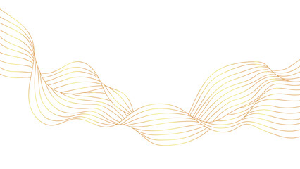 Abstract background, golden wavy line art on white background