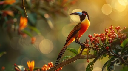 Obraz premium A Colorful Bird Perched on a Branch