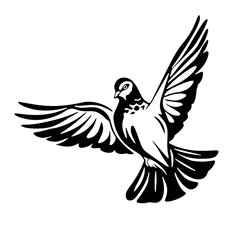 Naklejka premium Black and White Dove Illustration