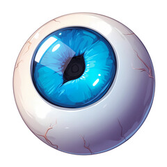 a 2d cartoon clipart drawing of an eyeball on an isolated transparent background