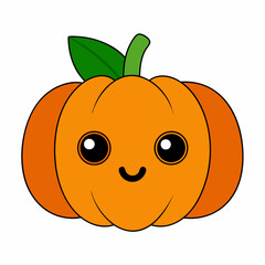 Cartoon pumpkin icon vector art illustration on a white background.