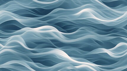 Obraz premium This seamless pattern includes a deep sea atmosphere with gentle waves and soft seaweed, rendered in a minimalistic style. The subtle underwater hues create a tranquil and calming effect, while the
