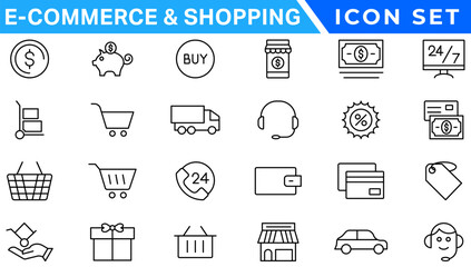 E-commerce avd Shopping icons collection set. Online shopping thin line icons. Shop icons vector