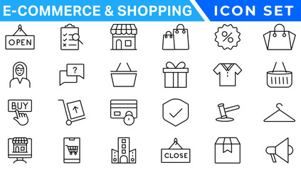 E-commerce avd Shopping icons collection set. Online shopping thin line icons. Shop icons vector