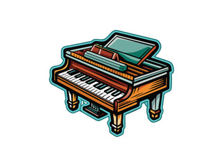 A detailed illustration of a grand piano in a cartoon style.