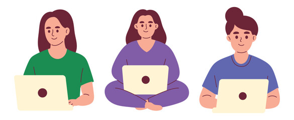 Focused Woman Typing Away on Laptop