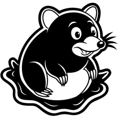 Cute cartoon mole popping out of a hole