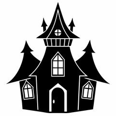 Halloween house icons black silhouette Vector illustration
