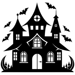 Halloween house icons black silhouette Vector illustration
