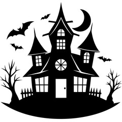 Halloween house icons black silhouette Vector illustration
