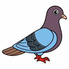 Pigeon isolated on white, Pigeon vector illustration, bird on a branch vector art, Pigeon silhouette, bird vector icon, Pigeon on a branch vector, eps