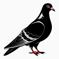 Pigeon isolated on white, Pigeon vector illustration, bird on a branch vector art, Pigeon silhouette, bird vector icon, Pigeon on a branch vector, eps