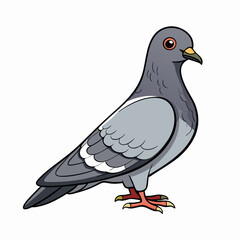 Pigeon isolated on white, Pigeon vector illustration, bird on a branch vector art, Pigeon silhouette, bird vector icon, Pigeon on a branch vector, eps