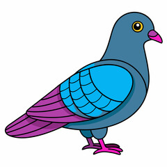 Pigeon isolated on white, Pigeon vector illustration, bird on a branch vector art, Pigeon silhouette, bird vector icon, Pigeon on a branch vector, eps