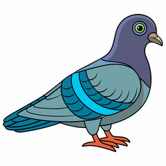 Pigeon isolated on white, Pigeon vector illustration, bird on a branch vector art, Pigeon silhouette, bird vector icon, Pigeon on a branch vector, eps