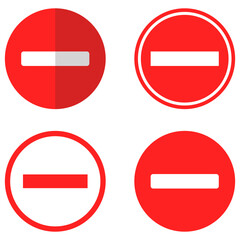 Stop icon set with red color inside isolated on white background.