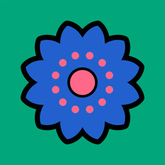 Hippy groovy daisy flowers retro style Illustration