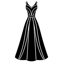 Maxi Dress icon silhouette vector illustration