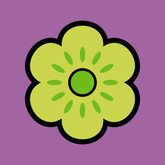 Hippy groovy daisy flowers retro style Illustration