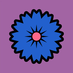 Hippy groovy daisy flowers retro style Illustration
