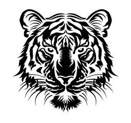 Black and White Tiger Illustration