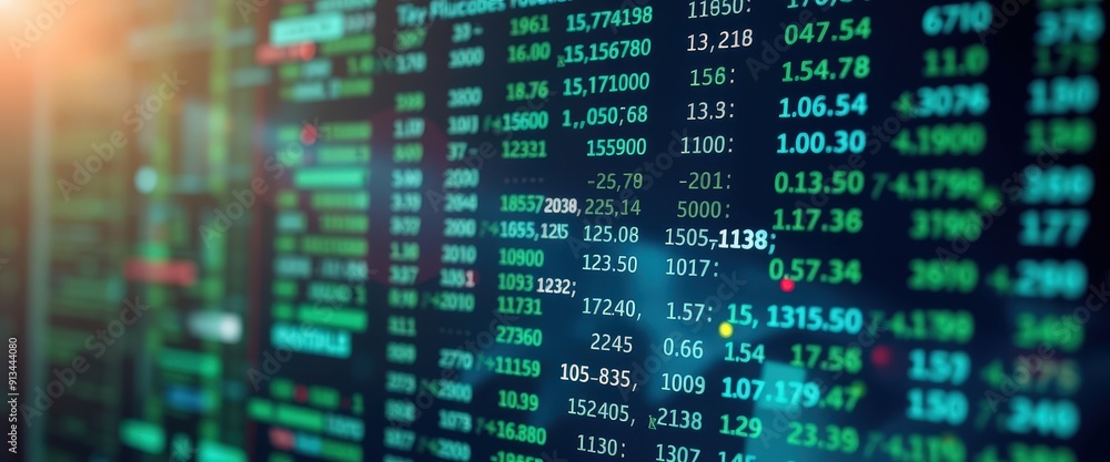 Poster stock market data display on monitor.