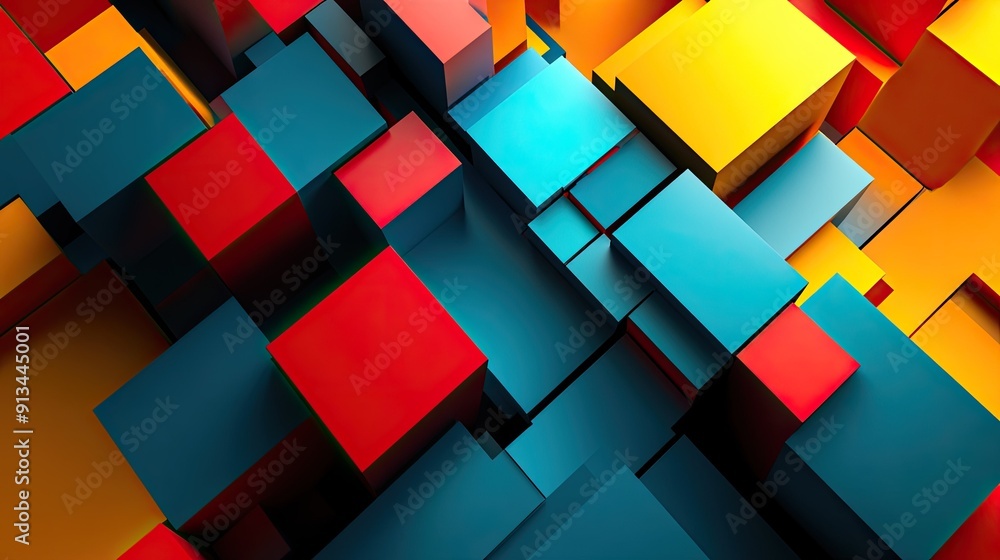 Poster bold 3d background with vivid color blocks and sharp angles, providing a striking and modern design