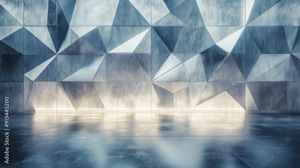 Poster contemporary wall background with geometric patterns and soft lighting, creating a stylish and moder
