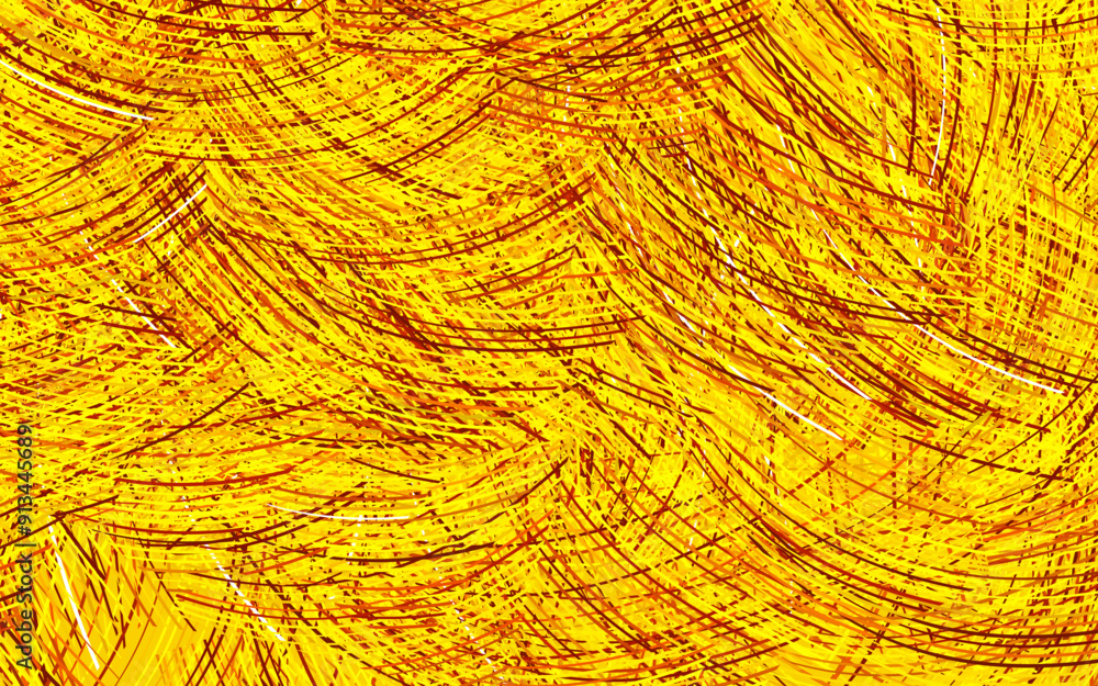 Poster light yellow vector background with curved lines.