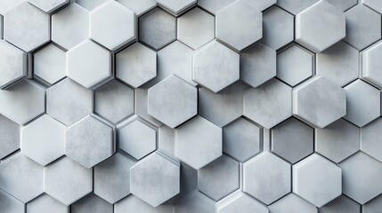 Naklejka premium Minimalist 3D hexagon design with white and grey tones, creating a clean and contemporary look
