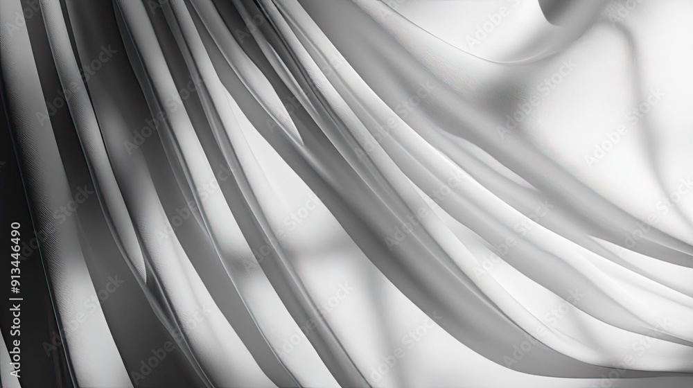 Poster minimalist abstract fabric background with smooth, monochromatic drapes and subtle light and shadow 