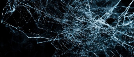 overlay of shattered glass, on black background, Generative AI