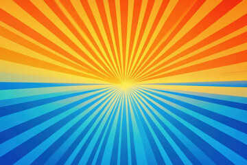 Obraz premium Radiant blue and yellow sunburst background. generative ai