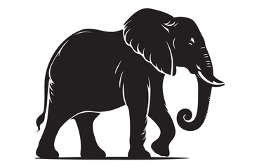 Obraz premium vector silhouette of an Elephant on a white background