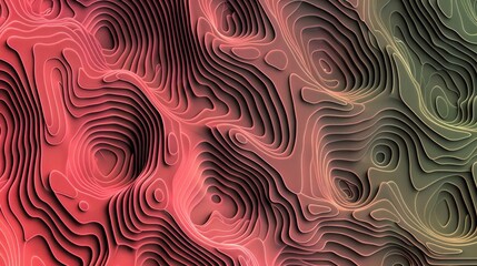 Abstract Topography, Curving Lines, Gradient Colors