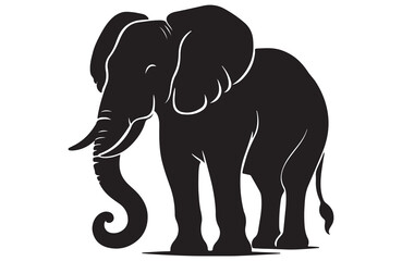 Obraz premium vector silhouette of an Elephant on a white background