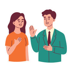 Woman and Man are Talking Doing Conversation