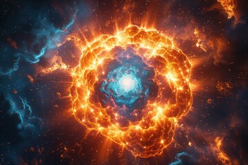 Obraz premium Cosmic Explosion: A Blazing Burst of Energy