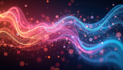 Abstract Wave Background with Bokeh Lights.