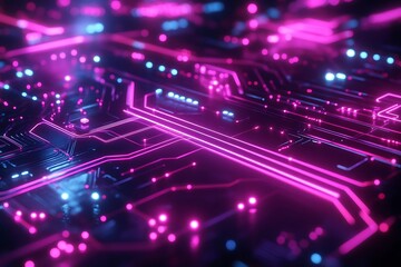 Abstract Neon Circuit Board Background