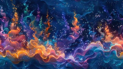 Fototapeta premium Abstract Colorful Swirling Design with Bubbles
