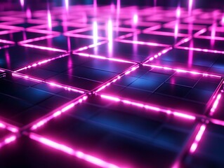 Abstract 3D Background with Pink Neon Lights